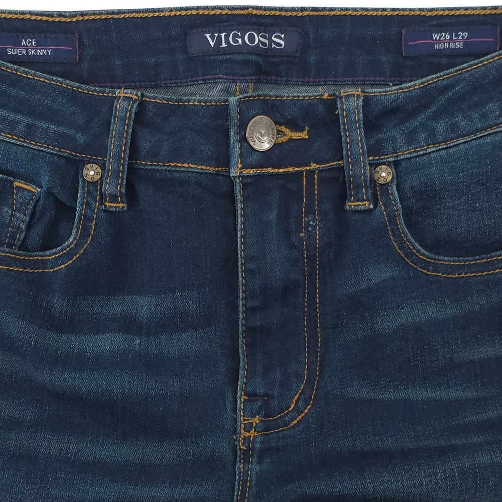 Vigoss‎ Womens Jeans Ace Super Skinny W26 L29 Dark Wash Distressed High Rise - Picture 5 of 10
